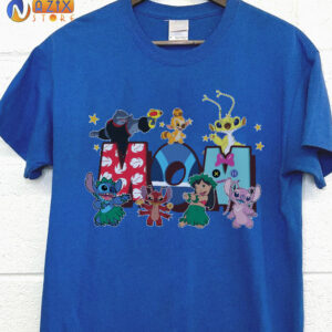T-Shirts For Mom With Stitch Characters Printed T-Shirts For Mom With Stitch Characters Printed